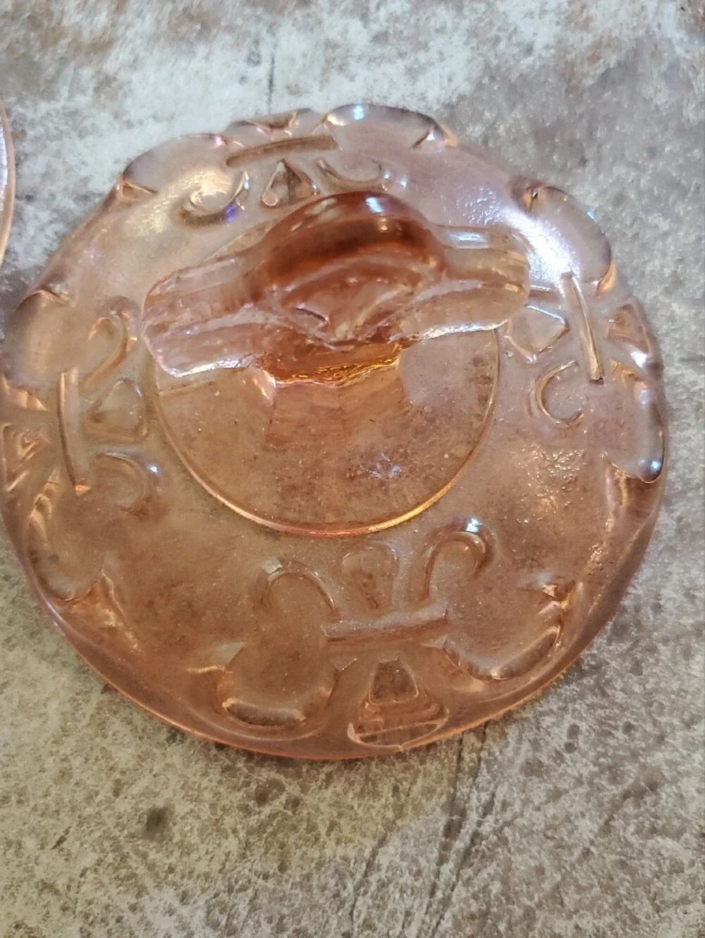 Vintage Pink Glass Decorative Trinket Jar